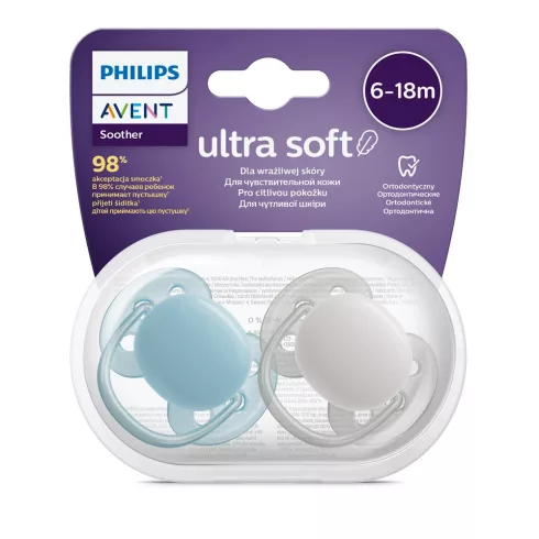 Philips AVENT SCF091/17 Ultra soft Premium Játszócumi 6-18hó neutral fiús, 2 db
