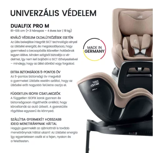 Britax Römer Dualfix Pro M Style 360°-ban forgatható autósülés 61-105 cm - Dusty Rose 