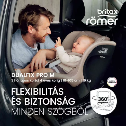 Britax Römer Dualfix Pro M Style 360°-ban forgatható autósülés 61-105 cm - Carbon Black