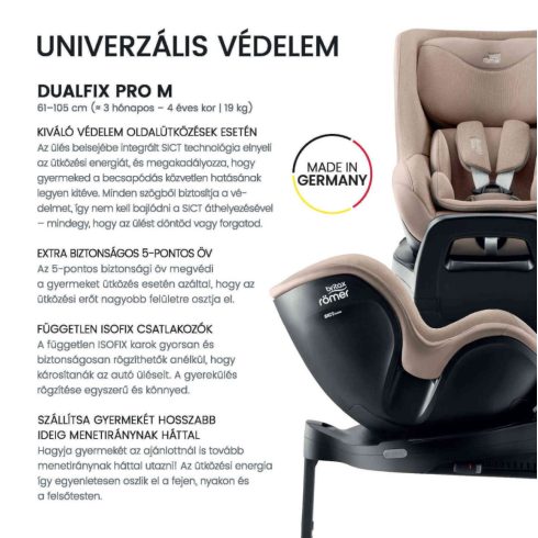 Britax Römer Dualfix Pro M Lux 360°-ban forgatható autósülés 61-105 cm - Warm Caramel
