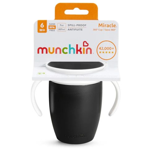 Munchkin Miracle Cup itatópohár, 207 ml - fekete/fehér