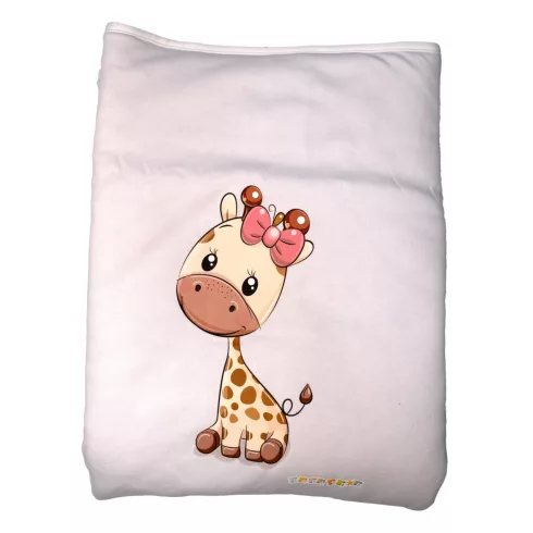 Babastar Pamut bélelt babatakaró 70x90cm - Zsiráf It's a girl! fehér 