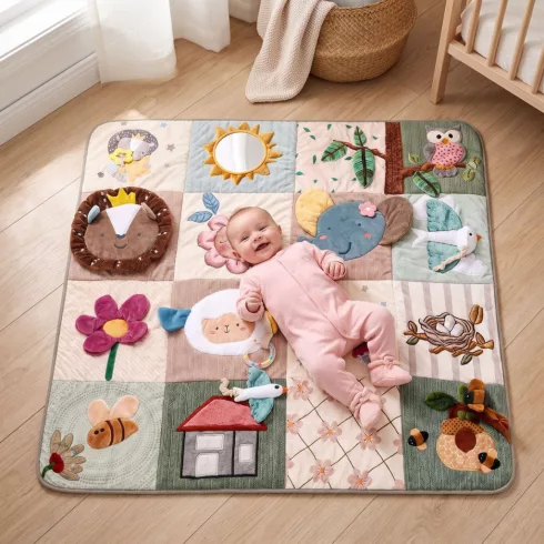 Zopa Jumbo interaktív játszószőnyeg 120x120 cm - Soft Beige