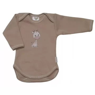   Babastar hosszú ujjú pamut body (50) Zsiráf It's a boy!  mogyoró