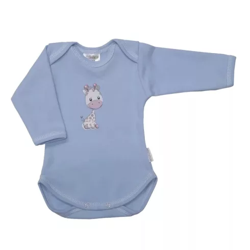 Babastar hosszú ujjú pamut body (50) Zsiráf It's a boy!  kék