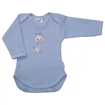   Babastar hosszú ujjú pamut body (80) Zsiráf It's a boy!  kék