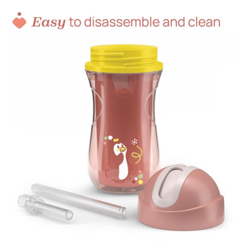 Chicco Sport Cup duplafalú, szívószálas itatókulacs 14m+ pingvin