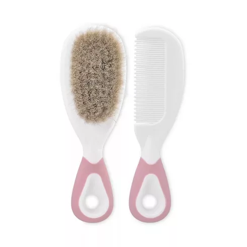 Lorelli Fésű és hajkefe természetes sörtékkel - blush pink 