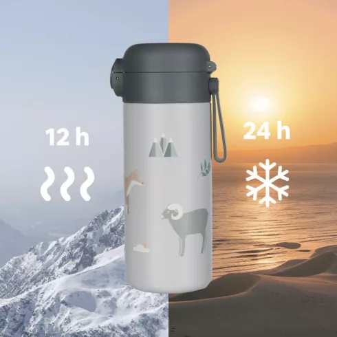 Zopa 350 ml-es termosz szívószállal és szilikon fogantyúval - Safari