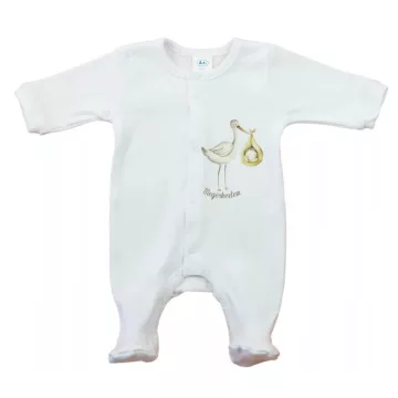 Hosszú ujjú pamut rugdalózó, gólyás mintával (56)