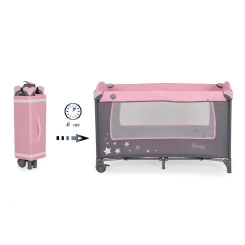 Moni Sleepy multifunkciós utazóágy - rózsaszín