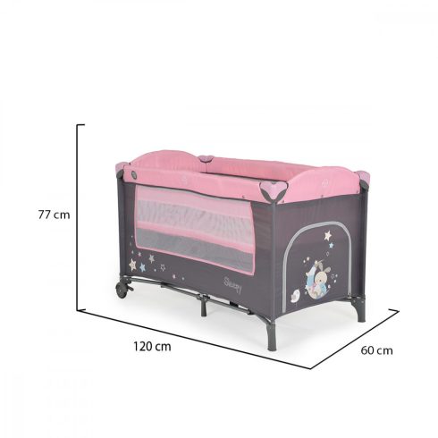 Moni Sleepy multifunkciós utazóágy - rózsaszín
