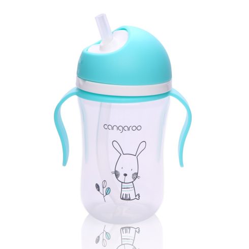 Cangaroo Cup Bunny szívószálas pohár 300 ml 6hó+  kék