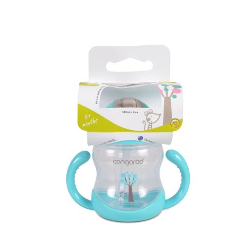 Cangaroo Boo szívószálas pohár 280 ml 6hó+  kék