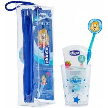 Chicco Travel Set, fogápoló szett poharas kék 3év +