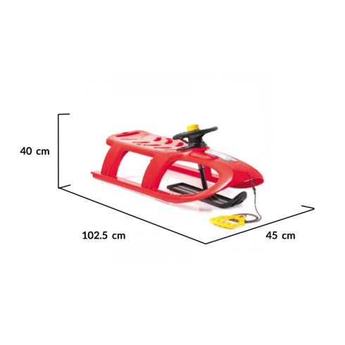 Moni Bullet műanyag szánkó, kormánykerékkel, húzható - Piros