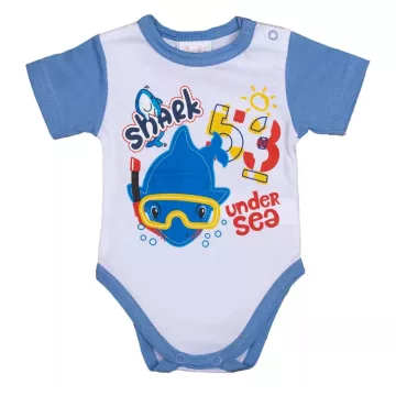 Rövid ujjú baba body Cápás mintával f/kék (62) 