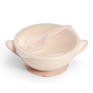 BabyOno tapadós fedeles tányér kanállal - rózsaszín 