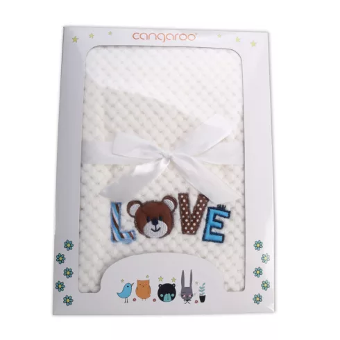 Cangaroo Freya wellsoft takaró 110x80 cm - fehér macis 
