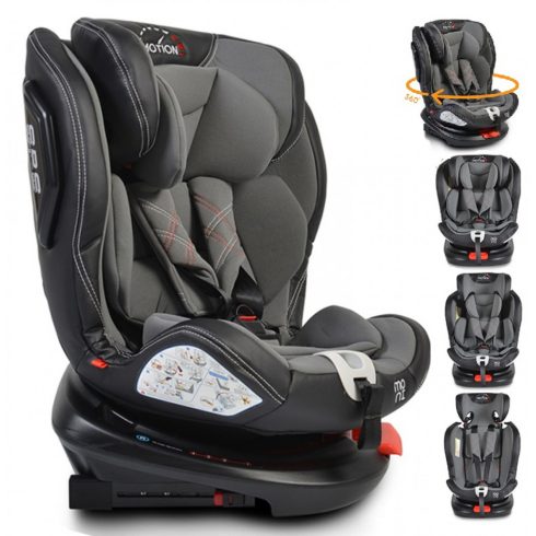 Moni Motion 0-36 kg ISOFIX biztonsági autósülés 360° fokban elfordítható - fekete/szürke