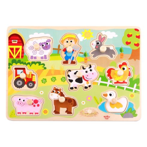 Tooky Toy Fa formaillesztős puzzle - Farm állatok