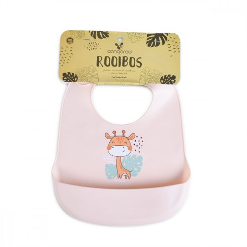 Cangaroo ROOIBOS szilikon előke zsebbel - rózsaszín zsiráf