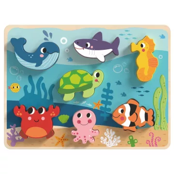 Tooky Toy Fa formaillesztős puzzle - tengeri kisállatok