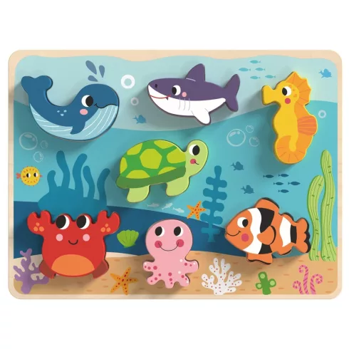 Tooky Toy Fa formaillesztős puzzle - tengeri kisállatok