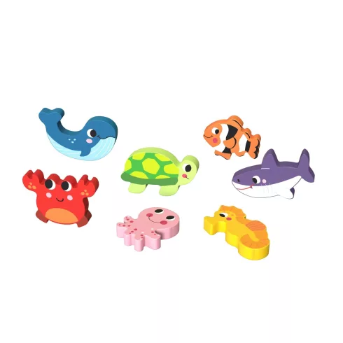 Tooky Toy Fa formaillesztős puzzle - tengeri kisállatok