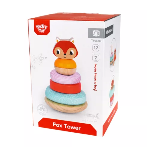 Tooky Toy Fa játék toronyépítő rókás 7 db-os szett 