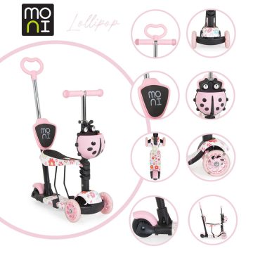 Moni Lollipop roller üléssel katicás rózsaszín 