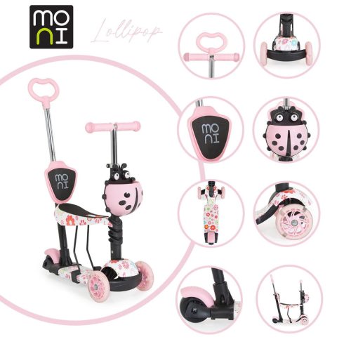 Moni Lollipop roller üléssel katicás rózsaszín 