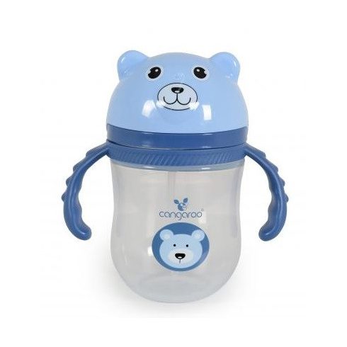 Cangaroo Training Cup with Straw Berry szívószálas pohár 240 ml 6hó+  kék