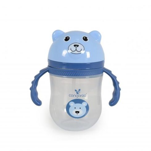 Cangaroo Training Cup with Straw Berry szívószálas pohár 240 ml 6hó+  kék