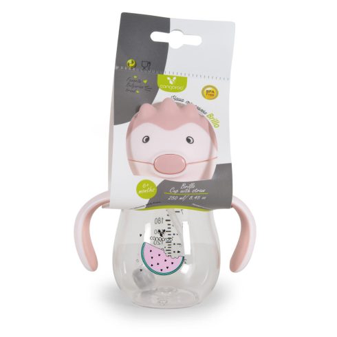 Cangaroo Cup with Straw szívószálas pohár 250 ml 6hó+  rózsasín 