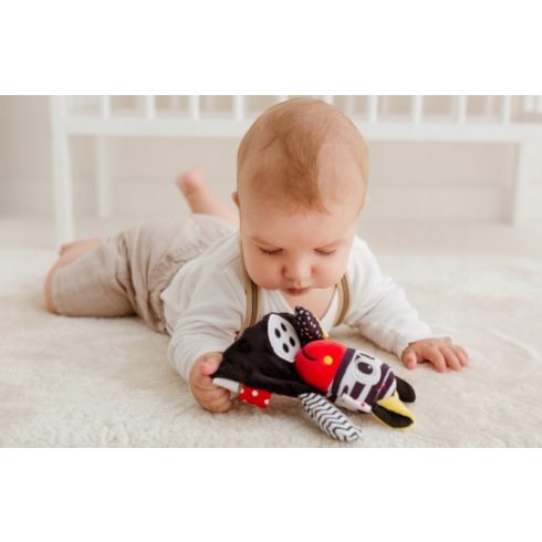 Bali Bazoo kontrasztos plüss bébijáték  rágókával - Zebra 