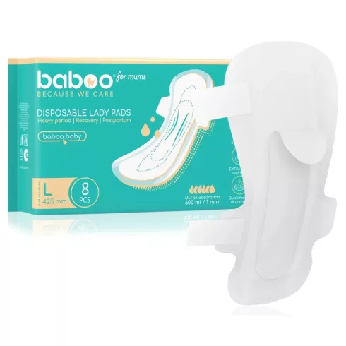 Baboo eldobható szülés utáni betét, 8 db, L, 425 mm