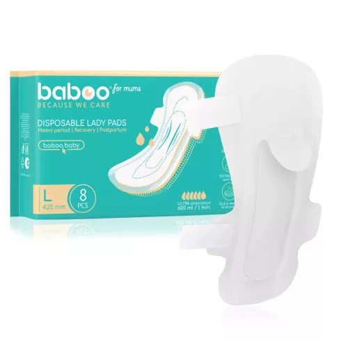 Baboo eldobható szülés utáni betét, 8 db, L, 425 mm