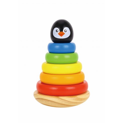 Tooky Toy Fa játék gyűrűpiramis pingvin 12+hó