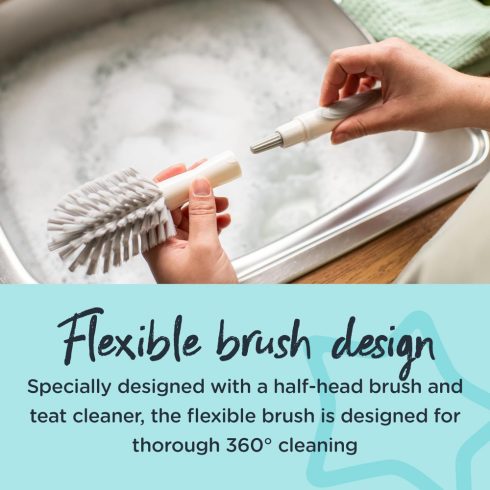 Tommee Tippee  2 in 1 clean cumisüveg mosó kefe - szürke