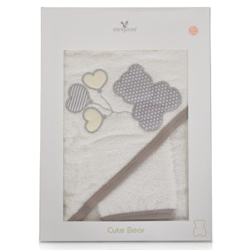   Cangaroo Cute Bear kapucnis törölköző 100x100 cm - fehér