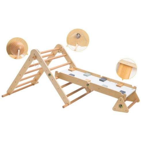PIKLER 2 in 1 fa mászóka háromszög és mászórámpa 132*60cm - natur