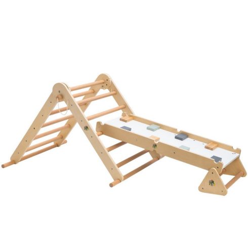 PIKLER 2 in 1 fa mászóka háromszög és mászórámpa 132*60cm - natur