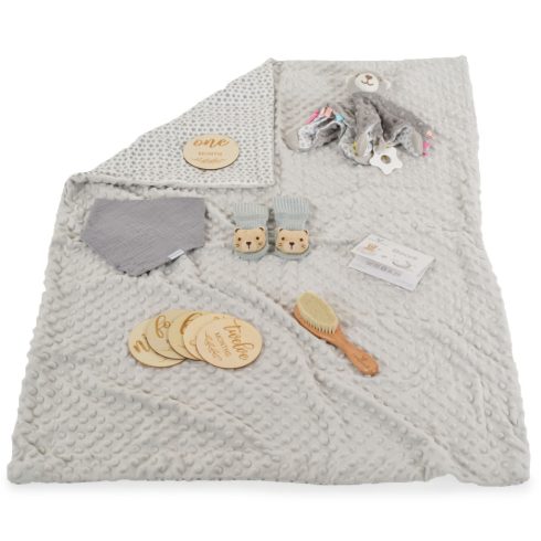Cangaroo Bearli ajándékszett takaró, játék, zokni 6in1 - szürke 