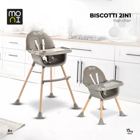 Moni Biscotti 2in1 fix etetőszék - Szürke 
