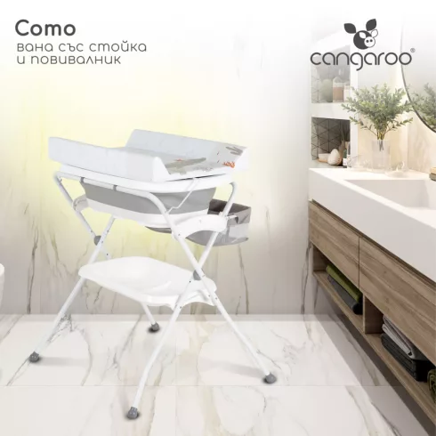 Cangaroo Como 2 in 1 pelenkázó állvány Összecsukható káddal - szürke