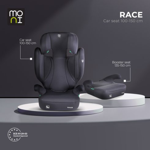 Moni Race biztonsági autósülés I-Size 100-150cm - fekete