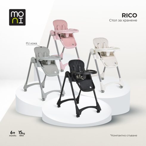 Moni Rico multifunkciós etetőszék - Rózsaszín