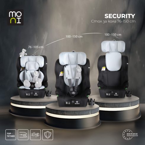 Moni Security isofix biztonsági autósülés 76-150cm  - Szürke 