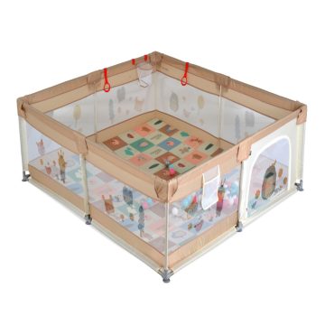   Moni Game Zone összecsukható járóka szőnyeggel, 60 labdával 120x120cm - Bézs